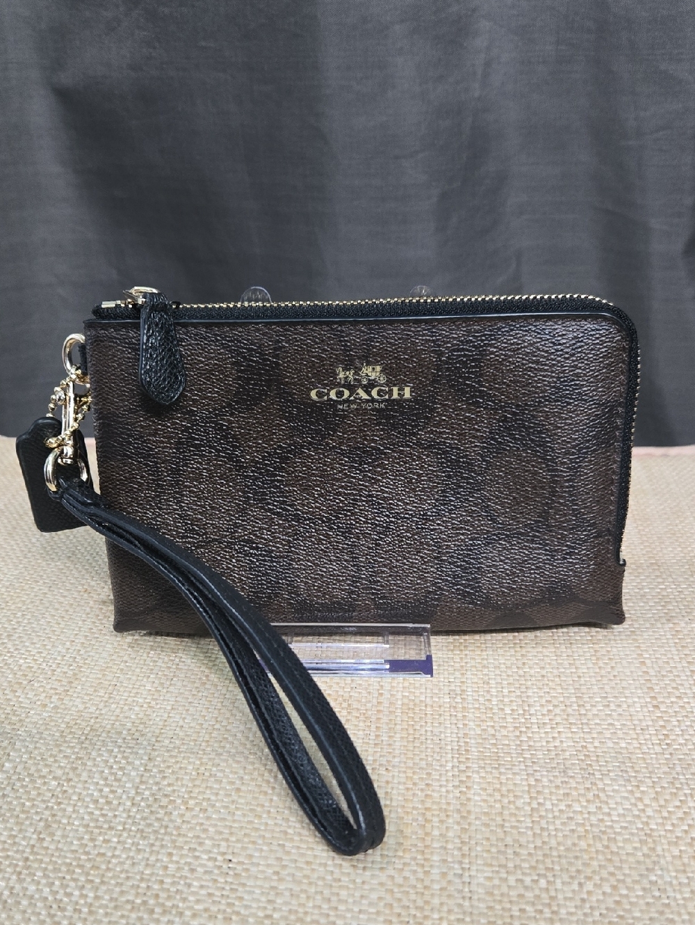 Coach Brown & Black Double Zip Wristlet